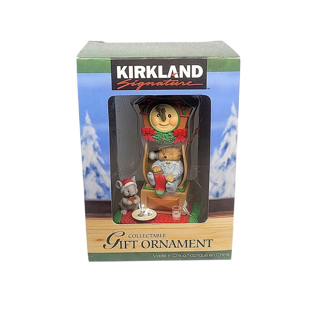 Vtg 1997 Westmar Mouse Cat Grandfather Clock Santa Cookies Christmas Ornament